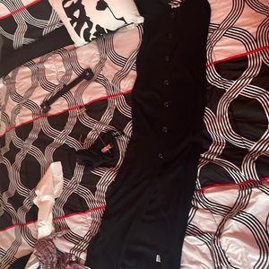 Black button dress with slit at the bottom